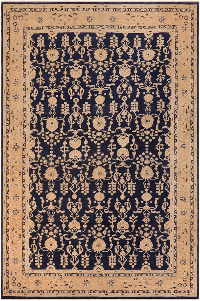 handmade Traditional Kafkaz Blue Brown Hand Knotted RECTANGLE 100% WOOL area rug 10 x 15