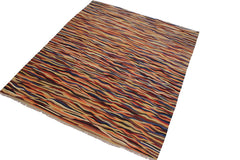 Flat Weave Kilim Antique Navaho Vintage handmade Modern Kilim Beige Blue Hand-Woven Rectangle 100% Wool Area Rug 8x10