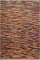 Flat Weave Kilim Antique Navaho Vintage handmade Modern Kilim Beige Blue Hand-Woven Rectangle 100% Wool Area Rug 8x10