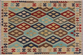 handmade Geometric Kilim Ivory Brown Hand-Woven RECTANGLE 100% WOOL area rug 5 x 7