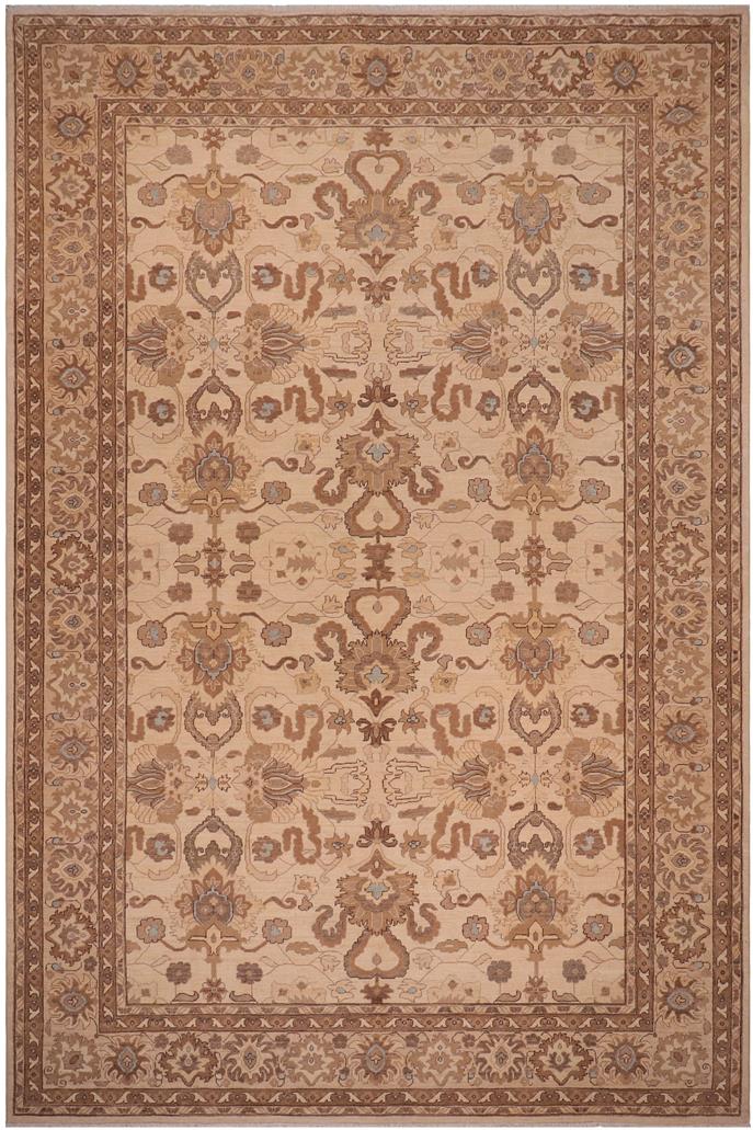 handmade Traditional Kafkaz Ivory Tan Hand Knotted RECTANGLE 100% WOOL area rug 10 x 14