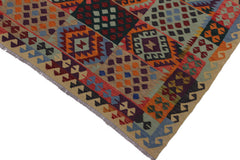 handmade Geometric Kilim Beige Blue Hand-Woven RECTANGLE 100% WOOL area rug 6 x 8