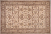 handmade Transitional Kafkaz Ivory Tan Hand Knotted RECTANGLE 100% WOOL area rug 10' x 14'