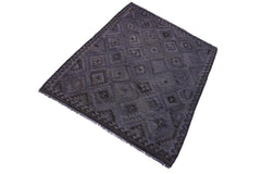 Flat Weave Kilim Antique Navaho Vintage handmade Geometric Kilim Gray Brown Hand-Woven Rectangle 100% Wool Area Rug 6x8