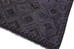 Flat Weave Kilim Antique Navaho Vintage handmade Geometric Kilim Gray Brown Hand-Woven Rectangle 100% Wool Area Rug 6x8