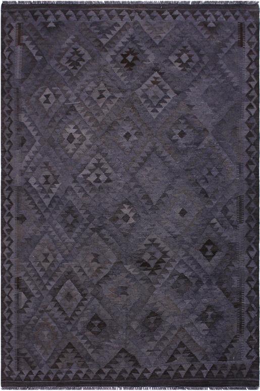 Flat Weave Kilim Antique Navaho Vintage handmade Geometric Kilim Gray Brown Hand-Woven Rectangle 100% Wool Area Rug 6x8