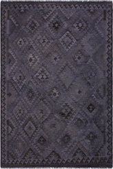 Flat Weave Kilim Antique Navaho Vintage handmade Geometric Kilim Gray Brown Hand-Woven Rectangle 100% Wool Area Rug 6x8