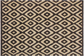 handmade Modern Kilim Black Ivory Hand-Woven RECTANGLE 100% WOOL area rug 6' x 8'