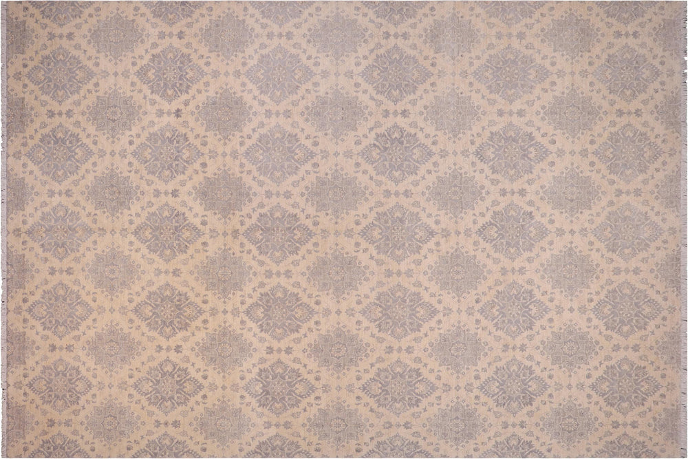handmade Modern Kafkaz Lt. Blue Ivory Hand Knotted RECTANGLE WOOL&SILK area rug 10' x 14'