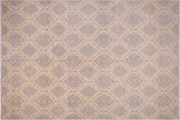 handmade Modern Kafkaz Lt. Blue Ivory Hand Knotted RECTANGLE WOOL&SILK area rug 10' x 14'