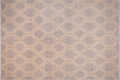 handmade Modern Kafkaz Lt. Blue Ivory Hand Knotted RECTANGLE WOOL&SILK area rug 10' x 14'