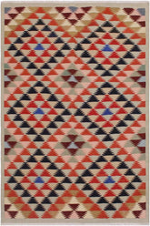 Flat Weave Kilim Antique Navaho Vintage handmade Modern Kilim Gray Black Hand-Woven Rectangle 100% Wool Area Rug 5x7