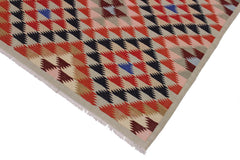 Flat Weave Kilim Antique Navaho Vintage handmade Modern Kilim Gray Black Hand-Woven Rectangle 100% Wool Area Rug 5x7