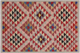 handmade Modern Kilim Gray Pink Hand-Woven RECTANGLE 100% WOOL area rug 5 x 6