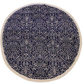 handmade Modern Round Kafkaz Blue Lt. Gray Hand Knotted ROUND WOOL&SILK area rug 6' x 6'