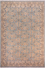 handmade Transitional Kafkaz Blue Beige Hand Knotted RECTANGLE 100% WOOL area rug 8 x 10