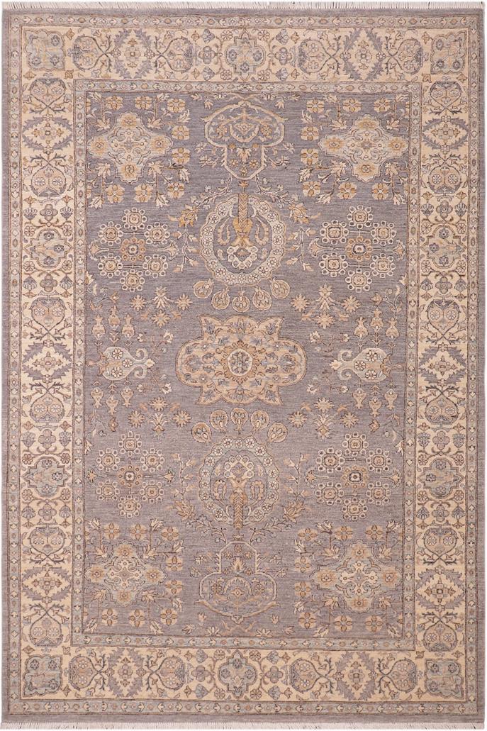 handmade Traditional Kafkaz Gray Beige Hand Knotted RECTANGLE 100% WOOL area rug 6 x 9