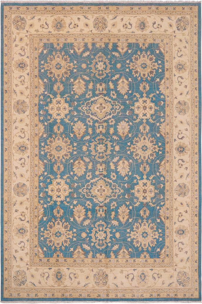 handmade Traditional Kafkaz Lt. Blue Beige Hand Knotted RECTANGLE 100% WOOL area rug 9 x 12