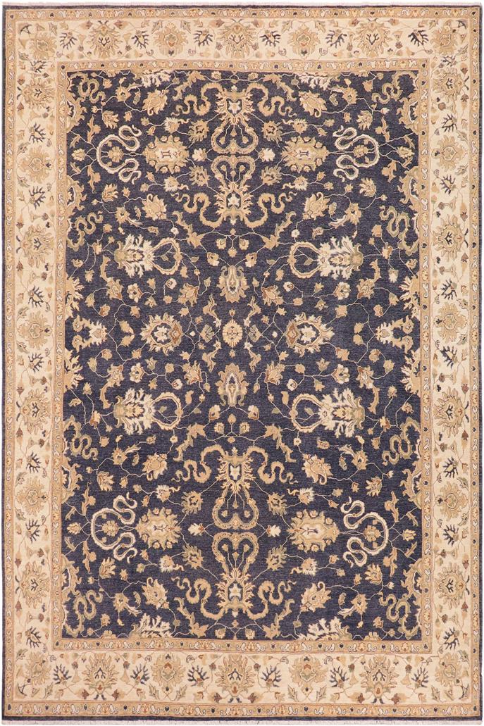 handmade Transitional Kafkaz Drk. Gray Ivory Hand Knotted RECTANGLE 100% WOOL area rug 10 x 14