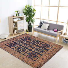 handmade Geometric Soumakh Blue Rust Hand-Woven RECTANGLE 100% WOOL area rug 6 x 9