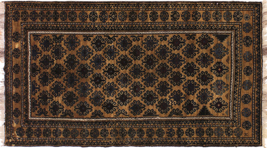 handmade Geometric Balouchi Tan Blue Hand Knotted RECTANGLE 100% WOOL area rug 5x8