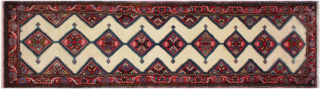 handmade Traditional Antique Ivory Red Hand Knotted RUNNER 100% Wool Pile area rug 3x10