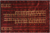 handmade Geometric Balouchi Red Blue Hand Knotted RECTANGLE 100% WOOL area rug 3x4