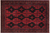 handmade Geometric Balouchi Red Black Hand Knotted RECTANGLE 100% WOOL area rug 7x9