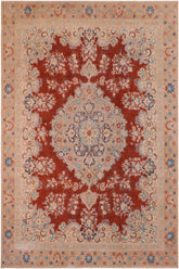 handmade Vintage Hand Painte Red Tan Hand Knotted RECTANGLE 100% WOOL area rug 10 x 14