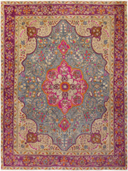 handmade Vintage Hand Painte Gray Purple Hand Knotted RECTANGLE 100% WOOL area rug 9 x 12