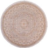 handmade Traditional Kafkaz Gray Ivory Hand Knotted ROUND 100% WOOL area rug 7' x 7'