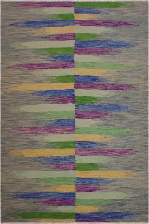 Flat Weave Kilim Antique Navaho Vintage handmade Modern Kilim gray Purple Hand-Woven Rectangle 100% Wool Area Rug 7x10