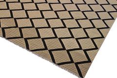 handmade Modern Kilim Beige Black Hand-Woven RECTANGLE 100% WOOL area rug 10' x 13'