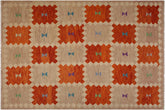 handmade Modern Kilim Brown Beige Hand-Woven RECTANGLE 100% WOOL area rug 8x10