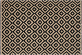 handmade Modern Kilim Beige Black Hand-Woven RECTANGLE 100% WOOL area rug 7' x 10'