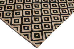 Flat Weave Kilim Antique Navaho Vintage handmade Modern Kilim Beige Black Hand-Woven Rectangle 100% Wool Area Rug 7x10
