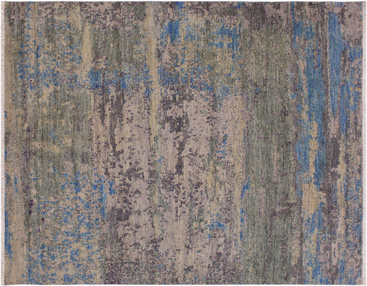 handmade Modern Kafkaz Grey Blue Hand Knotted SQUARE 100% WOOL area rug 8' x 8'