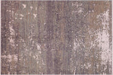 handmade Modern Kafkaz Grey Green Hand Knotted RECTANGLE WOOL&SILK area rug 6' x 9'