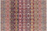 handmade Geometric Kurjean Pink Purple Hand Knotted RECTANGLE WOOL&SILK area rug 9x12