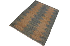 Flat Weave Kilim Antique Navaho Vintage handmade Modern Kilim Grey Blue Hand-Woven Rectangle 100% Wool Area Rug 6x8