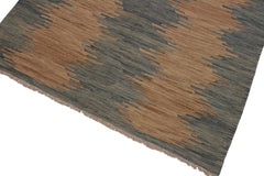 Flat Weave Kilim Antique Navaho Vintage handmade Modern Kilim Grey Blue Hand-Woven Rectangle 100% Wool Area Rug 6x8