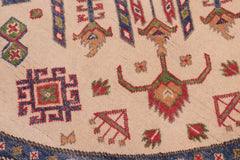 handmade Geometric Kazak Ivory Red Hand Knotted ROUND 100% WOOL area rug 6x6