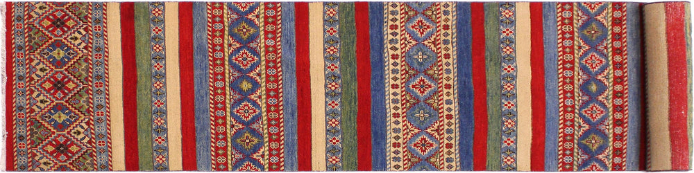 handmade Geometric Kurjean Red Beige Hand Knotted RUNNER 100% WOOL area rug 3x10