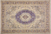 handmade Vintage Hand Painte Tan Brown Hand Knotted RECTANGLE 100% WOOL area rug 8' x 11'