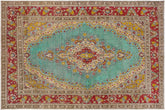handmade Vintage Hand Painte Blue Red Hand Knotted RECTANGLE 100% WOOL area rug 8' x 12'