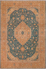 handmade Vintage Hand Painte Teal Brown Hand Knotted RECTANGLE 100% WOOL area rug 10 x 13