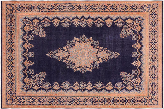 handmade Vintage Vintage Blue Brown Hand Knotted RECTANGLE 100% WOOL area rug 10' x 13'