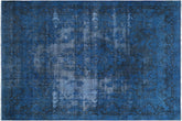 handmade Modern Vintage Blue Black Hand Knotted RECTANGLE 100% WOOL area rug 10' x 13'