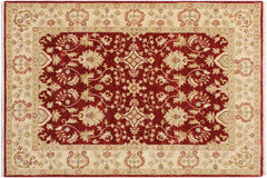 handmade Traditional Kafkaz Red Ivory Hand Knotted RECTANGLE 100% WOOL area rug 4x6