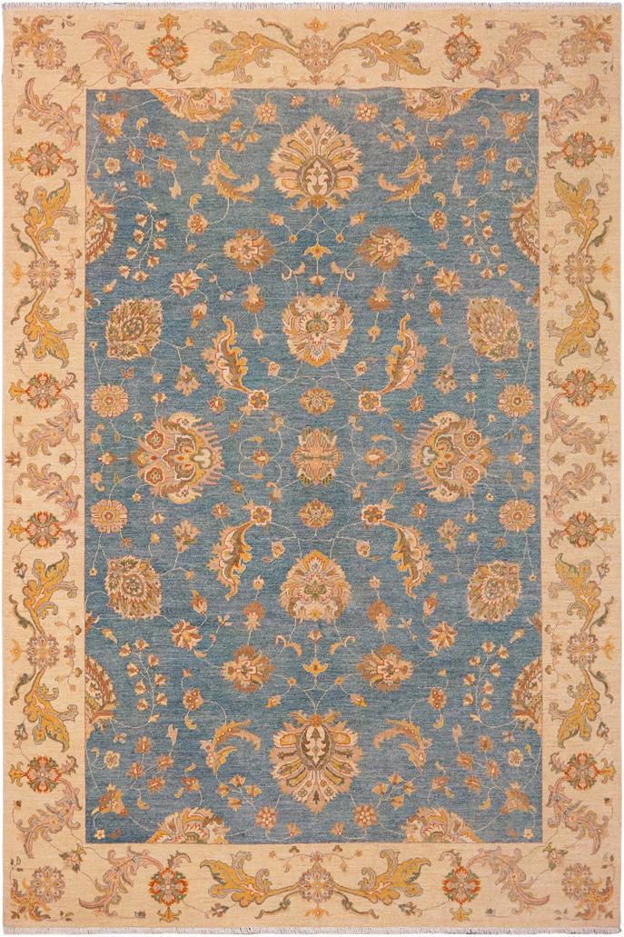 handmade Traditional Kafkaz Blue Ivory Hand Knotted RECTANGLE 100% WOOL area rug 9 x 12